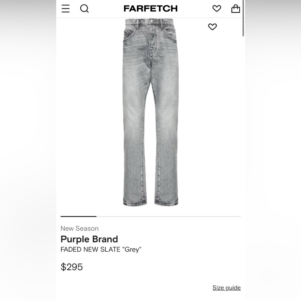purple brand jeans style #P005 grey 38 x 34 excellent condition no stains/ tears - Picture 4 of 4